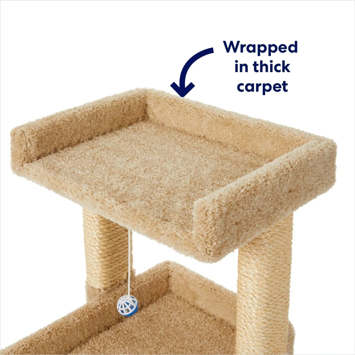 Frisco 32-in Real Carpet Wooden Cat Tree With Toy 5 Frisco 32-in Real Carpet Wooden Cat Tree With Toy - Image 3
