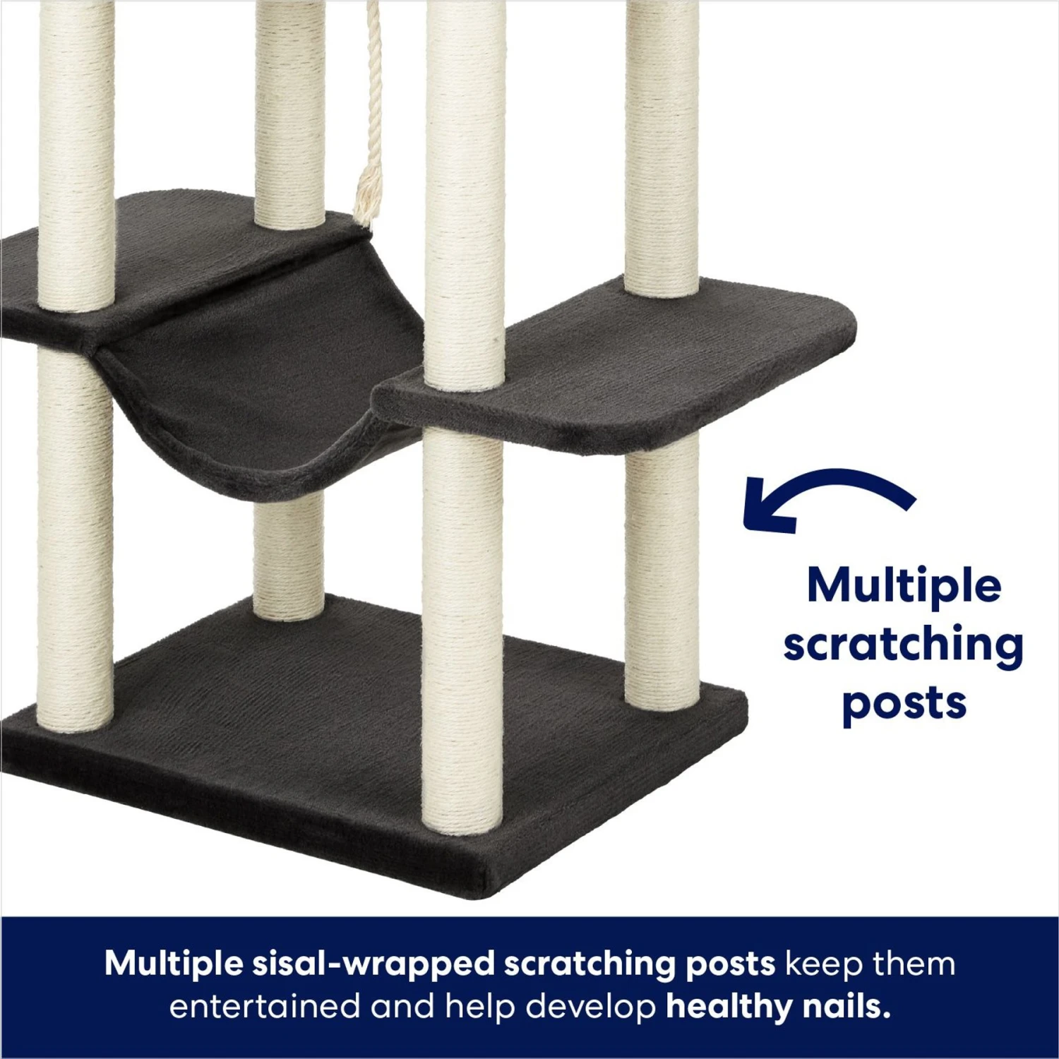 Frisco 73-in Cat Tree With Hammock, Condo, Lounge Basket, Top Perch & Bed 7 Frisco 73-in Cat Tree With Hammock, Condo, Lounge Basket, Top Perch & Bed - Image 5