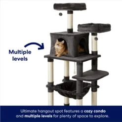 Frisco 64-in Cat Tree With Hammock, Condo, 2 Top Perches With Bed 9 Frisco 64-in Cat Tree With Hammock, Condo, 2 Top Perches With Bed -Chewy 214387 PT2. AC SS1800 V1667227605