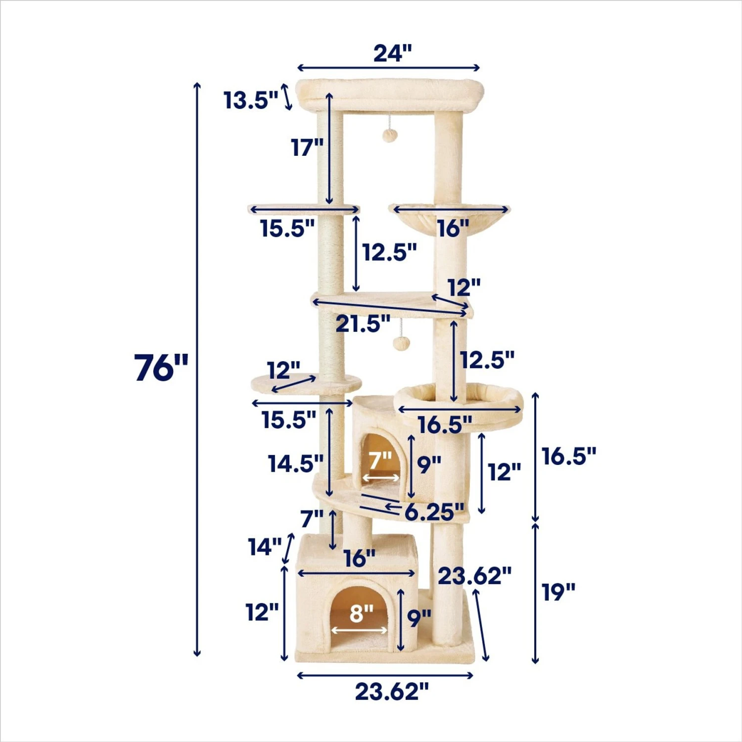 Frisco 76-in XXL Heavy Duty Cat Tree 4 Frisco 76-in XXL Heavy Duty Cat Tree - Image 2