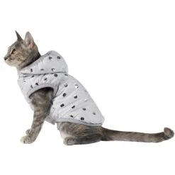 Frisco Mediumweight Silver Polka Dotted Insulated Dog & Cat Coat -Chewy 224017 PT2. AC SS1800 V1600266087