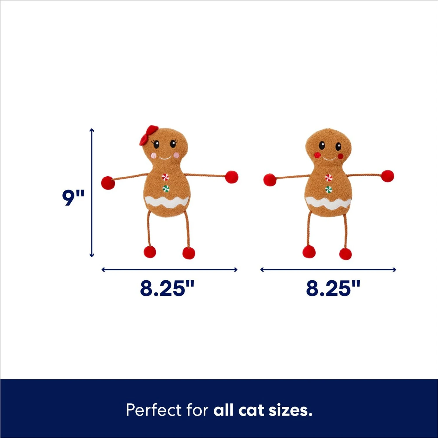 Frisco Holiday Gingerbread Pals Plush Kicker Cat Toy With Catnip, 2 Count 3 Frisco Holiday Gingerbread Pals Plush Kicker Cat Toy With Catnip, 2 Count - Image 2