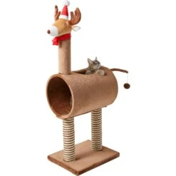 Frisco Holiday 52.3-in Reindeer Cat Scratching Post & Tunnel -Chewy 236569 PT2. AC SS1800 V1601334091
