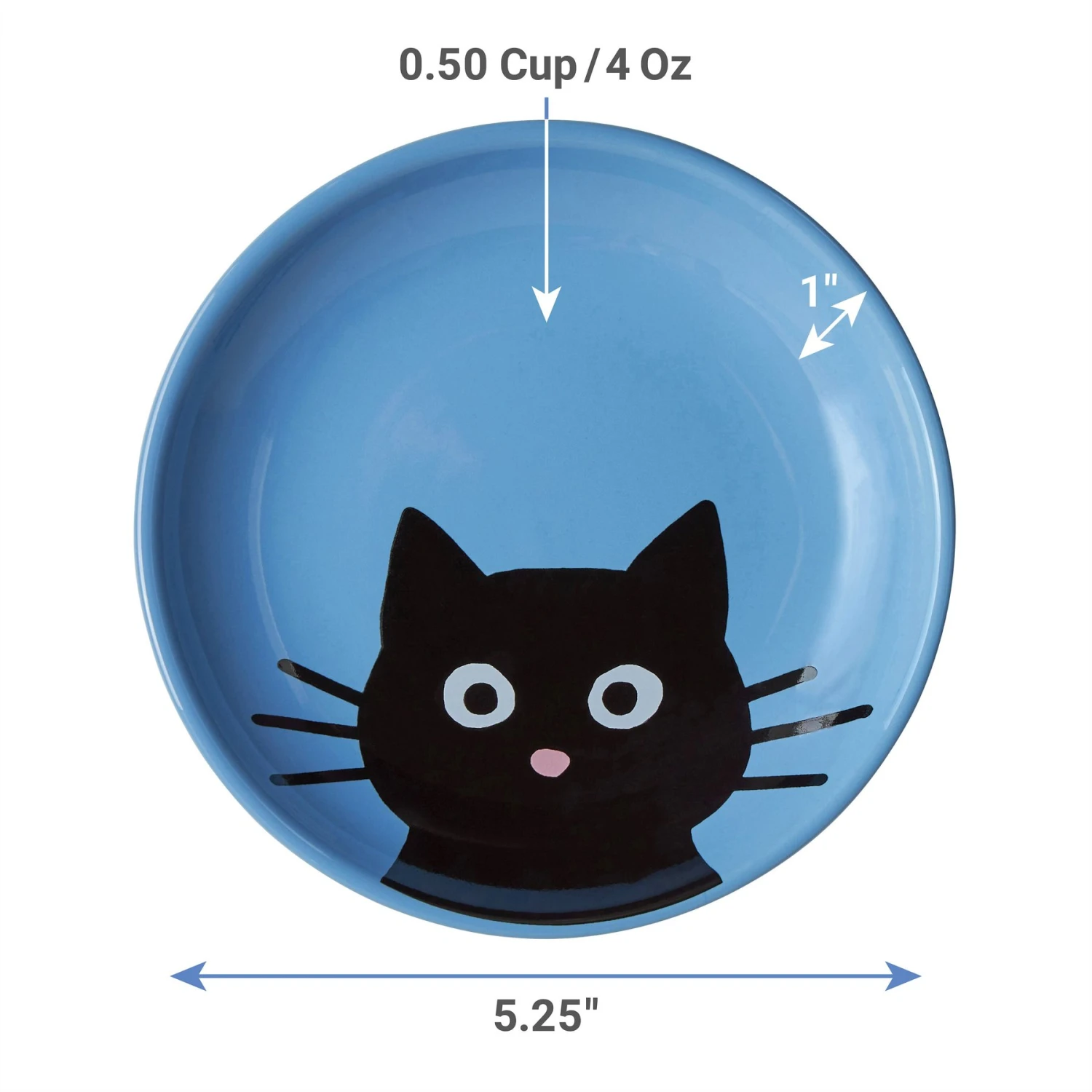Frisco Cat Face Non-skid Ceramic Cat Dish, Blue 4 Frisco Cat Face Non-skid Ceramic Cat Dish, Blue - Image 2