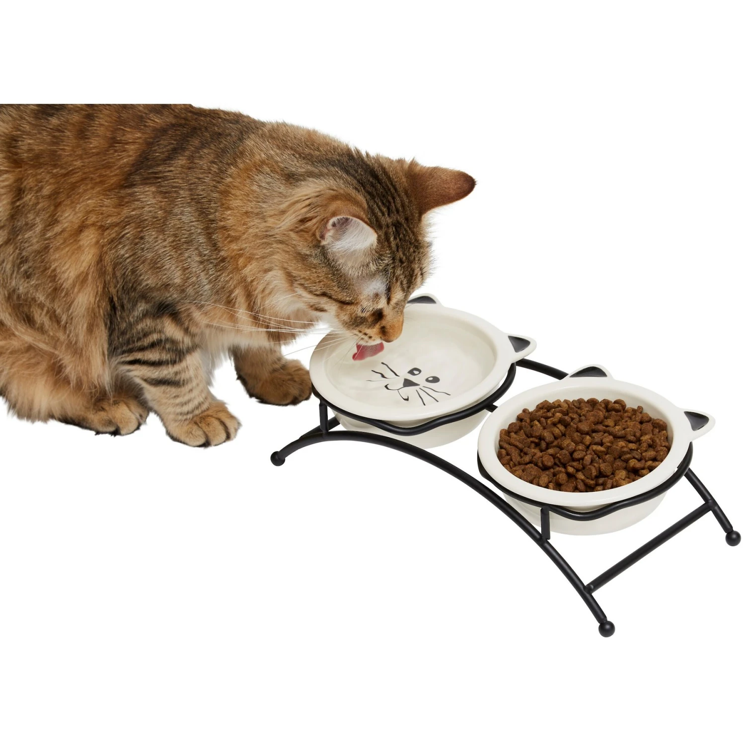 Frisco Cat Face Non-skid Elevated Double Ceramic Cat Bowl 3 Frisco Cat Face Non-skid Elevated Double Ceramic Cat Bowl