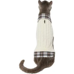 Frisco Cream Cable Knit Dog & Cat Sweater, White/Red Plaid 11 Frisco Cream Cable Knit Dog & Cat Sweater, White/Red Plaid -Chewy 268057 PT2. AC SS1800 V1628740011