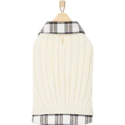 Frisco Cream Cable Knit Dog & Cat Sweater, White/Red Plaid 12 Frisco Cream Cable Knit Dog & Cat Sweater, White/Red Plaid -Chewy 268057 PT4. AC SS1800 V1628740041