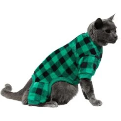 Frisco Dog & Cat Cozy Plush Fleece PJs, Green Plaid -Chewy 268517 PT3. AC SS1800 V1637718134