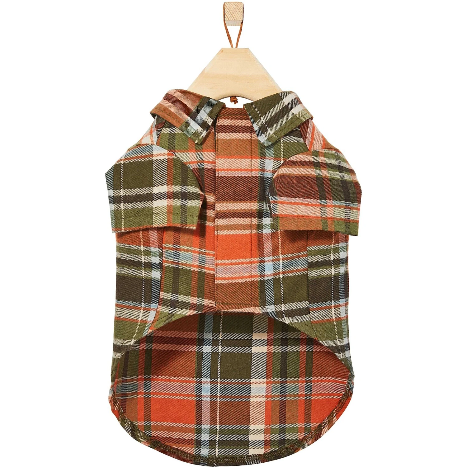 Frisco Orange & Olive Plaid Dog & Cat Flannel Shirt 7 Frisco Orange & Olive Plaid Dog & Cat Flannel Shirt - Image 5