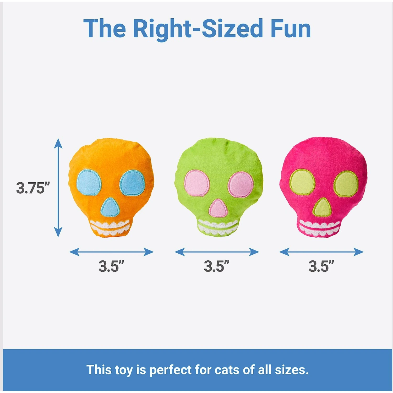 Frisco Colorful Skulls Plush Cat Toy With Catnip, 3 Count 4 Frisco Colorful Skulls Plush Cat Toy With Catnip, 3 Count - Image 2