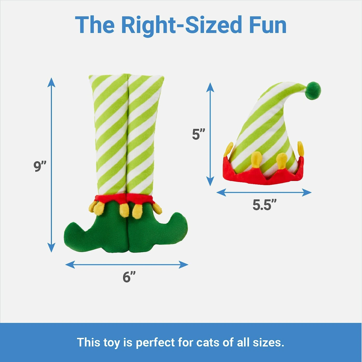 Frisco Holiday Elf Legs & Hat Plush Cat Toy With Catnip, 2 Count 4 Frisco Holiday Elf Legs & Hat Plush Cat Toy With Catnip, 2 Count - Image 2