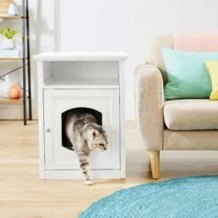Frisco Decorative Side Table Cat Litter Box Cover & Frisco Open Top Cat Litter Box With Rim, Large -Chewy 297992 PT4. AC SS1800 V1621306337
