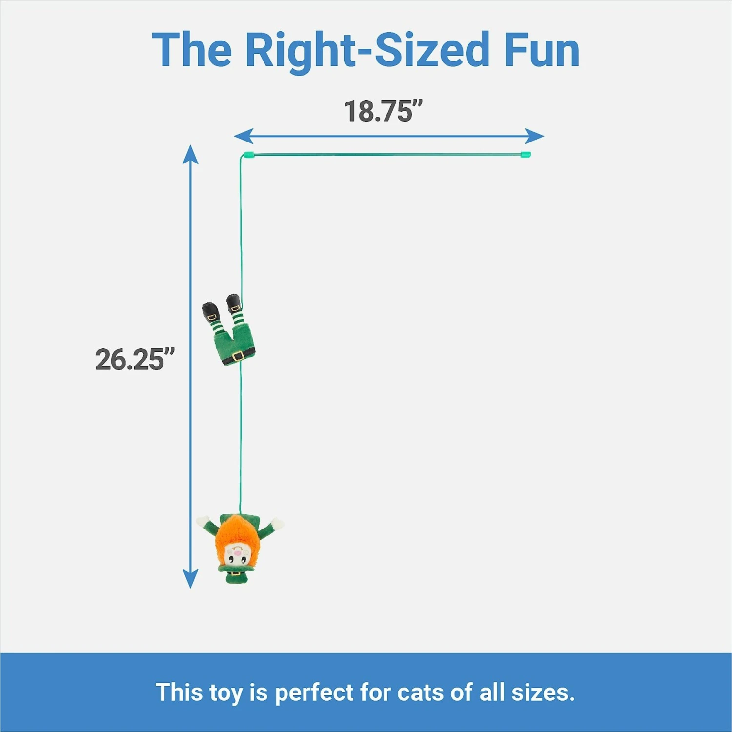 Frisco St. Patrick's Leprechaun Teaser Wand Cat Toy With Catnip 4 Frisco St. Patrick's Leprechaun Teaser Wand Cat Toy With Catnip - Image 2