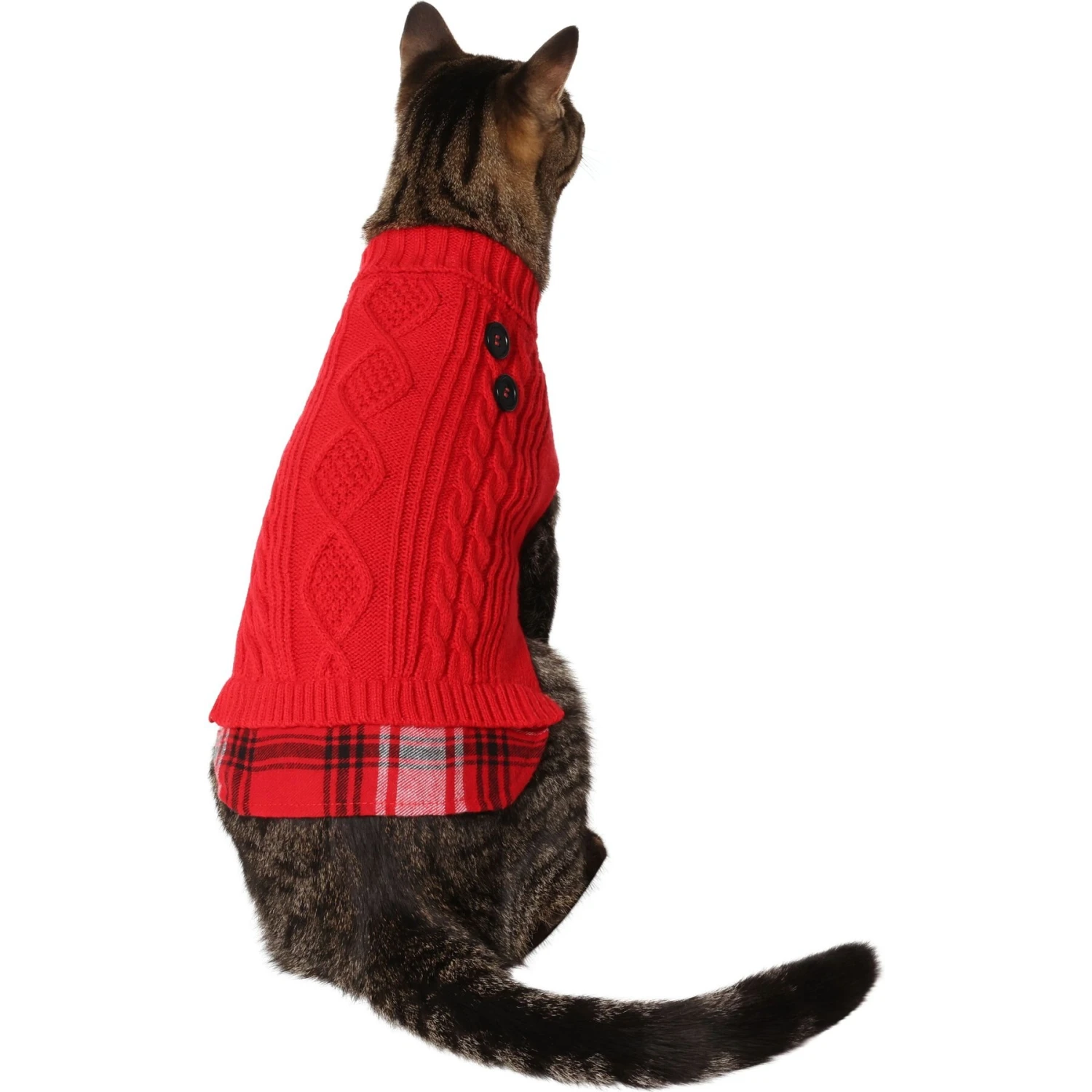 Frisco Plaid Cable Knit Dog & Cat Sweater 3 Frisco Plaid Cable Knit Dog & Cat Sweater
