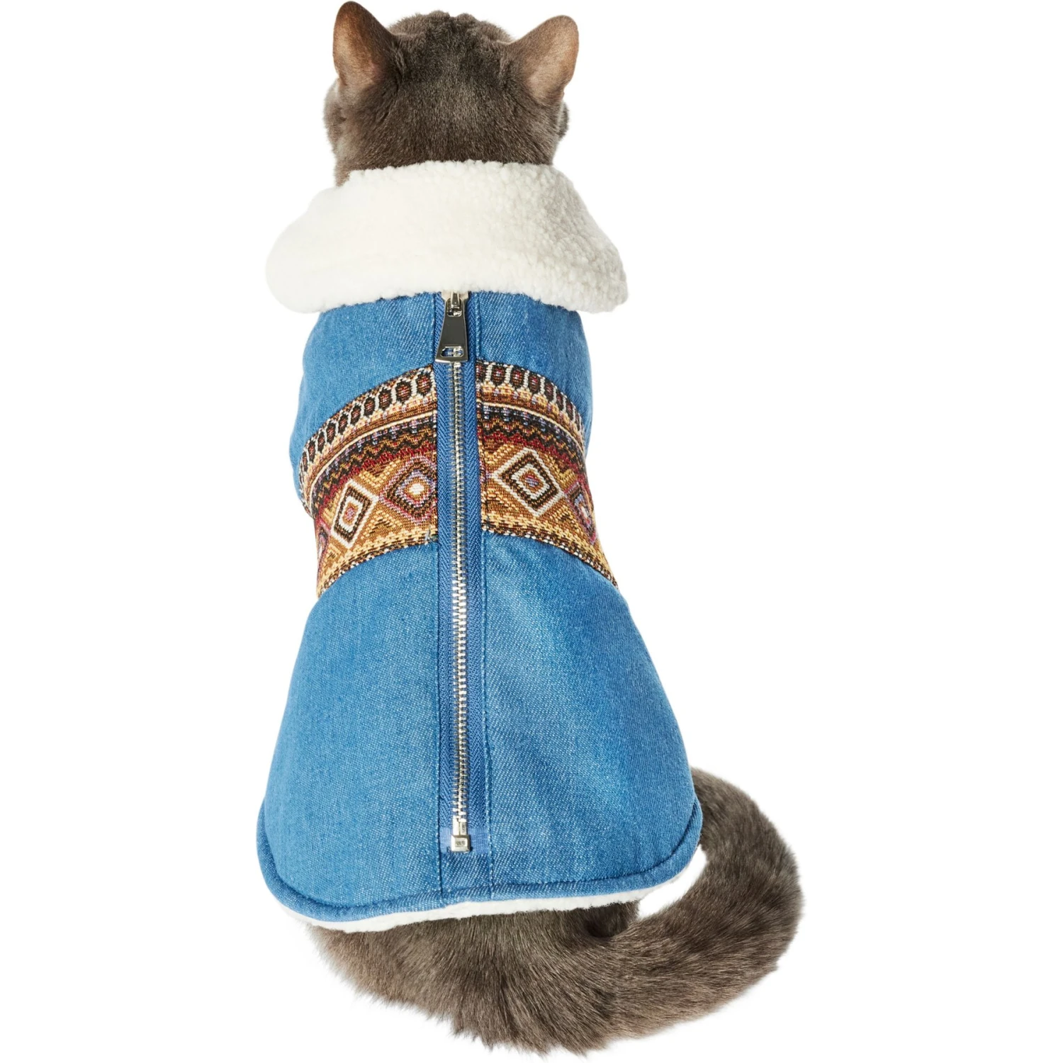 Frisco Mid-Heavyweight Western Fleece Lined Faux Zipper Dog & Cat Coat 3 Frisco Mid-Heavyweight Western Fleece Lined Faux Zipper Dog & Cat Coat