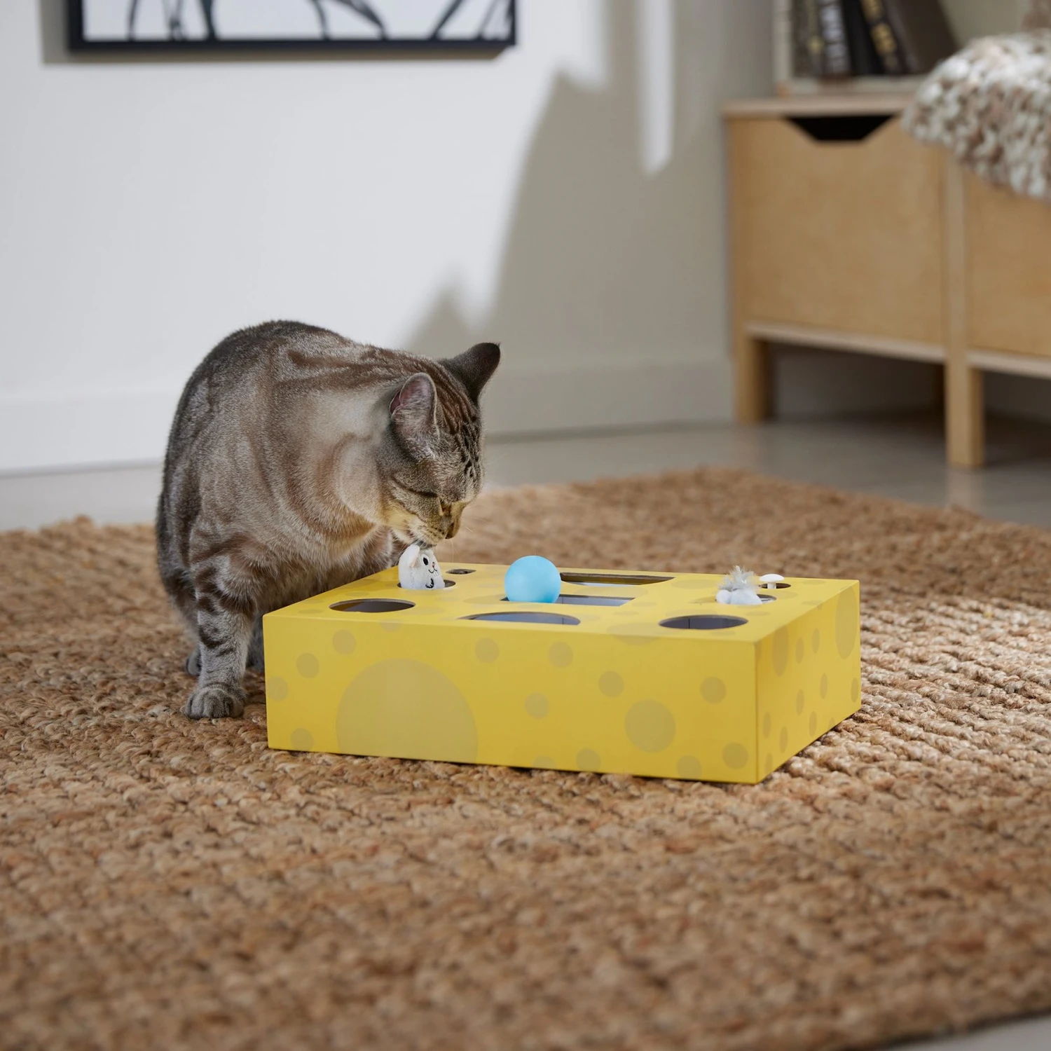 Frisco Cheese Interactive Maze Cardboard Cat Toy Box With Catnip 7 Frisco Cheese Interactive Maze Cardboard Cat Toy Box With Catnip - Image 5