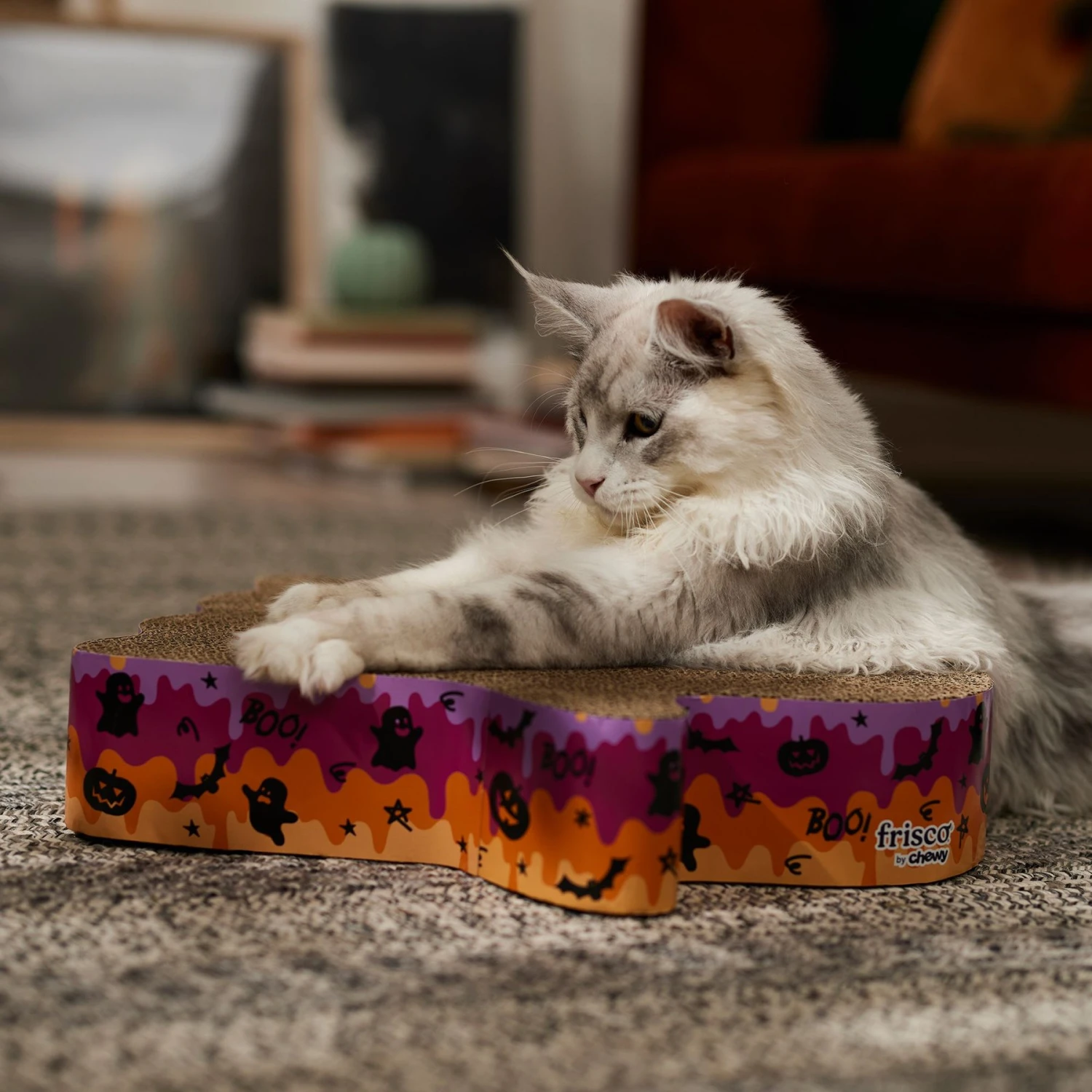 Frisco Halloween Ghost Swirl Scratcher Cat Toy With Catnip 5 Frisco Halloween Ghost Swirl Scratcher Cat Toy With Catnip - Image 3