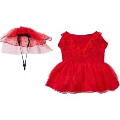 Frisco Red Ruffle Dog & Cat Dress + Headpiece 13 Frisco Red Ruffle Dog & Cat Dress + Headpiece -Chewy 707286 PT4. AC SS1800 V1689278820