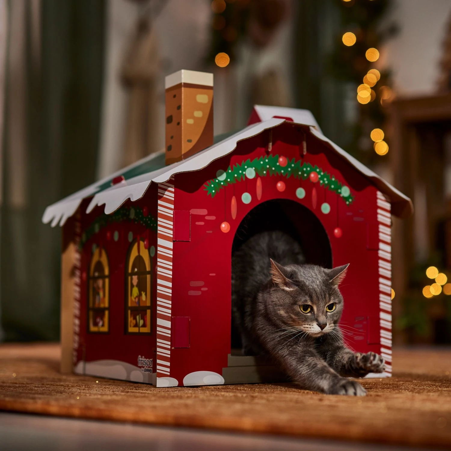 Frisco Holiday Gift Box Cardboard Cat House & Frisco Holiday Santa's Workshop Cardboard Cat House 11 Frisco Holiday Gift Box Cardboard Cat House & Frisco Holiday Santa's Workshop Cardboard Cat House - Image 9